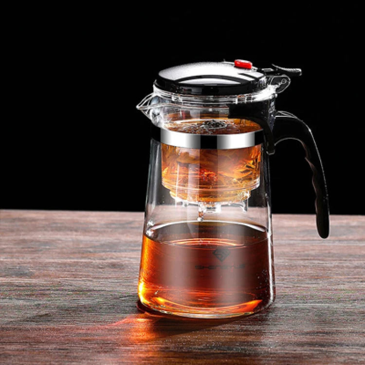 【Household Tea Infuser Kettle】Heat-Resistant Glass Tea Pot with Separator - for Loose Leaf Tea, Herbal Tea & Flower Tea