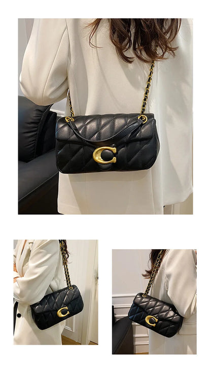 Luxury Fashion Women's Chain Handbag PU Leather Girls Shoulder Messenger Bag Brand lightweight Commuting Bag Tassel Square Bag