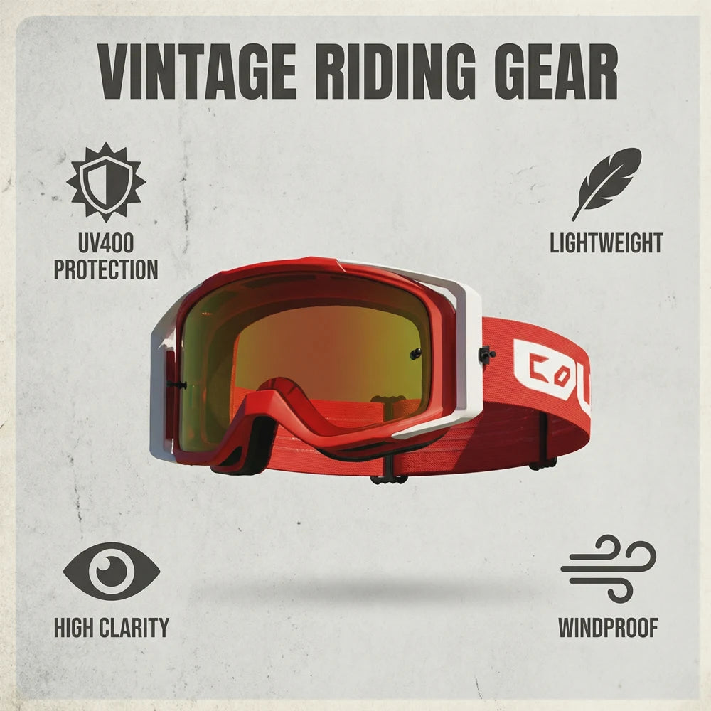 Dirt Bike Goggles with Tear-Off Quick-Release Ready Lens UV400 Motocross Glasses TPU Dual-Cycle Defogging Motorcycle Eyewear