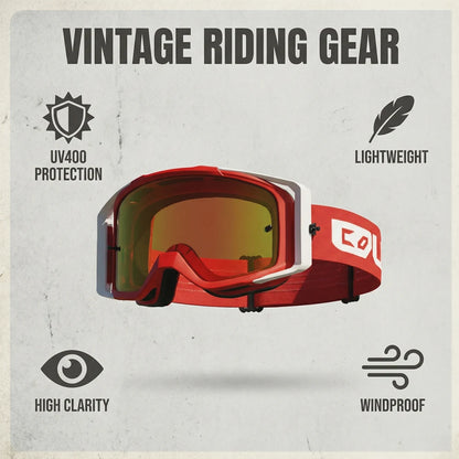 Dirt Bike Goggles with Tear-Off Quick-Release Ready Lens UV400 Motocross Glasses TPU Dual-Cycle Defogging Motorcycle Eyewear