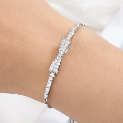 ZAKOL Fashion Bow Zirconia Crystal  Adjustable Bracelet & Bangle for Women Brilliant CZ Party Jewelry