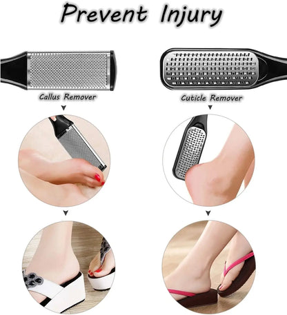 Pedicure Kit 8/10/23 in 1 Stainless Steel Professional Pedicure Tools Set Foot Rasp Peel Callus Dead Skin Remover