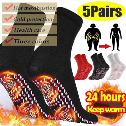 1/5pairs Tourmaline Heating Socks Winter Warm Thermal Health Care Socks Slimming Health Short Sock Magnetic Therapy Sock