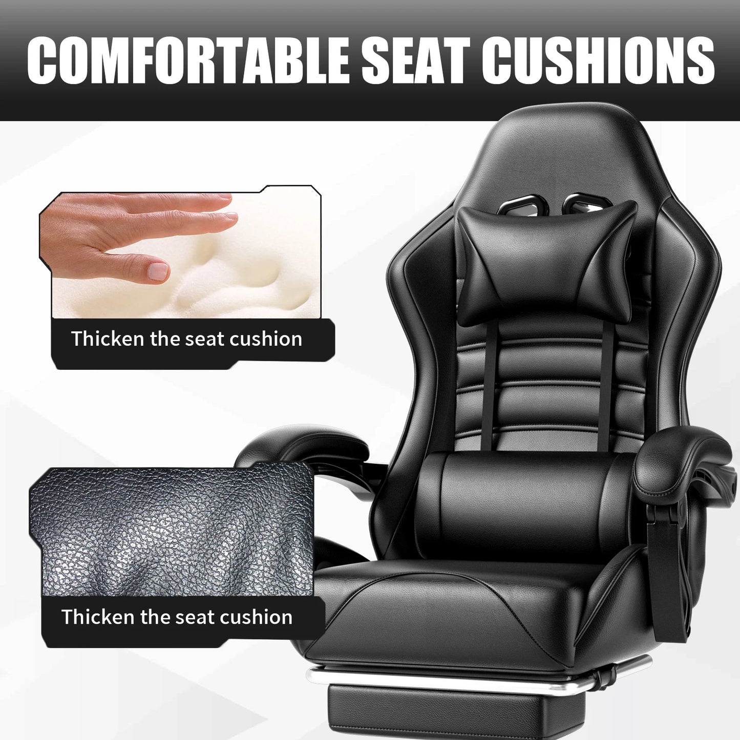 Ergonomic Gaming Chair with Footrest, Racing Style Video Game Chair for Adults, Reclining Gamer Chair Office Chair