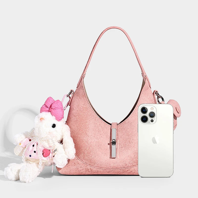 2026 New Pures Color Handbag with Long Shoulder Strap Messenger Bag Women's Designer Handbag Underarm Small Tote Bag