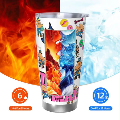 Dog Man Dogman Movie Comic Insulated Tumbler with Straws Cartoon Stainless Steel Thermal Mug Double Wall Car Bottle Cups, 20oz