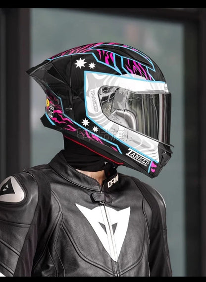 TANKED Motorcycle Helmet DOT ECE2206 Helmets Street Racing Capacete Pink Visor Double D Buckle Women Casco Moto S M  LCascos