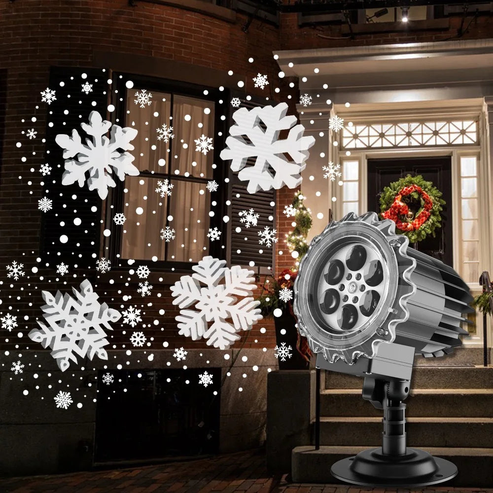 Christmas Snowfull Projection Dynamic Rotate Outdoor Snowflake Projector Lamp Party Waterproof Garden Christmas Decorations 2025
