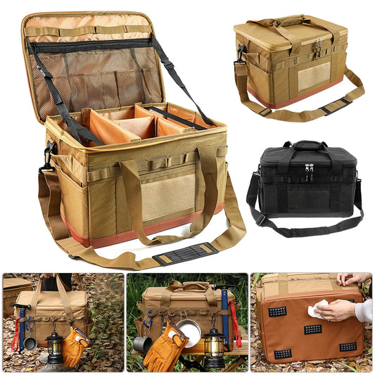 30L Camping Cooking Utensil Organizer Large Capacity Hard Picnic Storage Bag Detachable Multifunctional Utility Camping Supplies