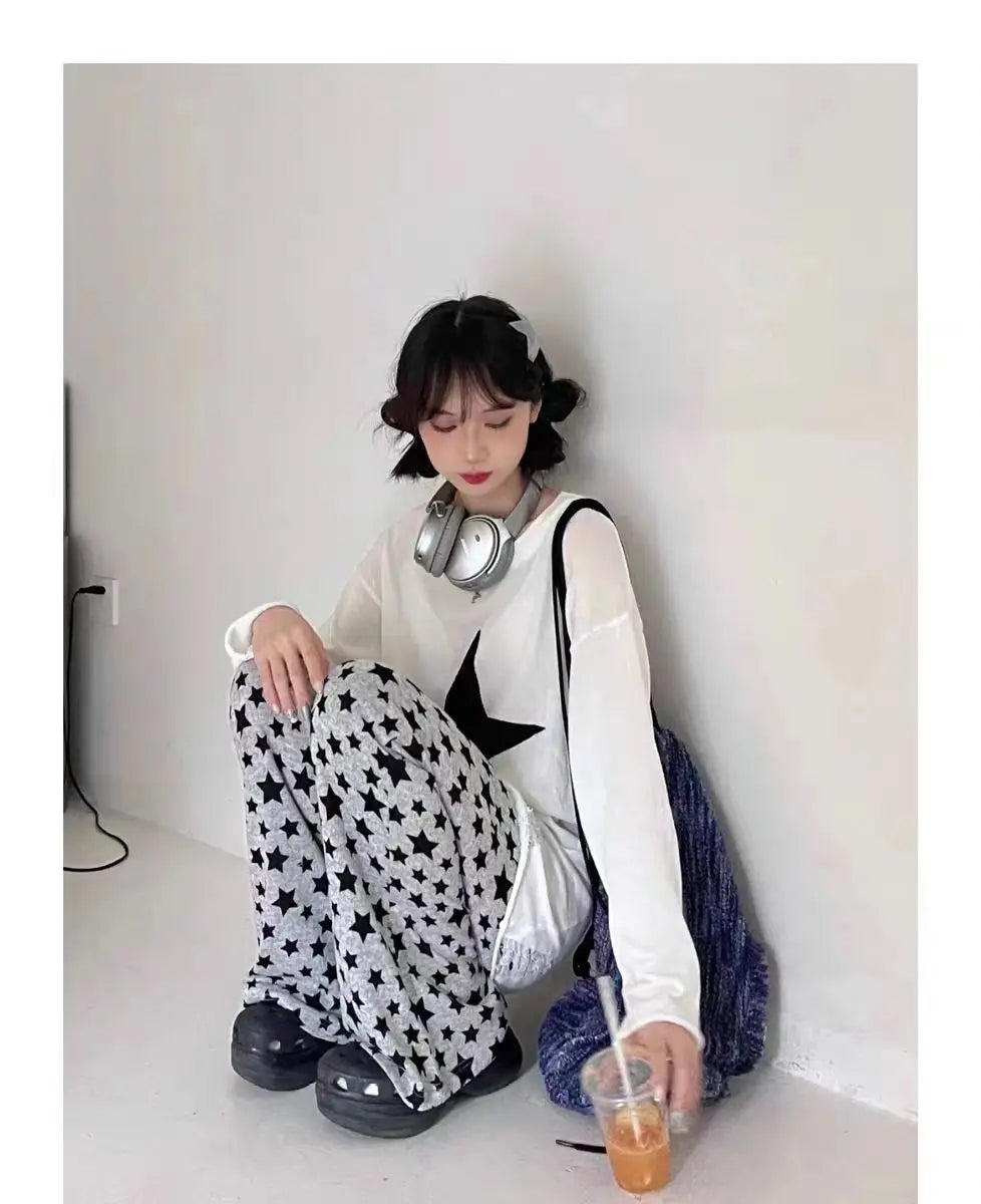 American Retro Flared Pants Women Summer High Waist Thin Full-Length High Street Hip-hop Casual Y2k Trousers Streetwear Female