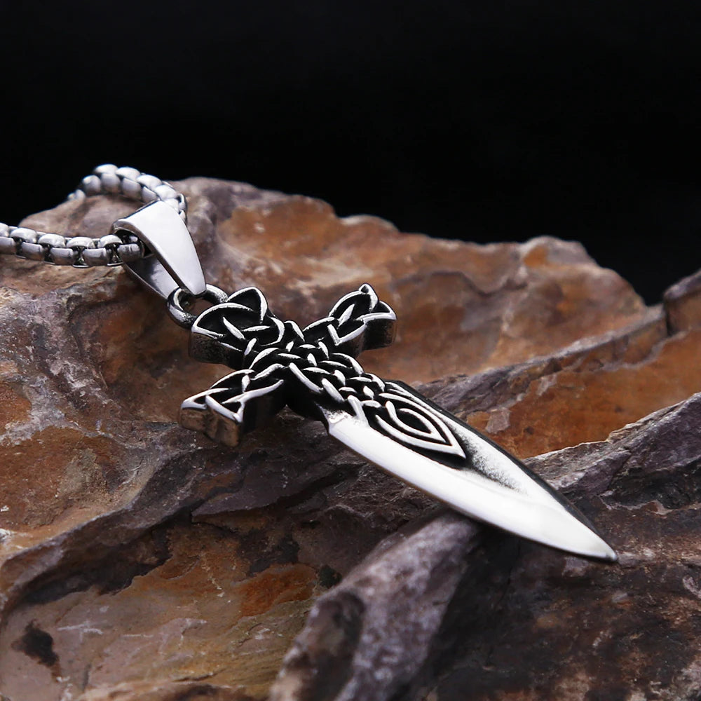 Fashion Nordic Celtic Knot Pendant Stainless Steel Spear Arrow Viking Necklace For Men Vintage Amulet Jewelry Gift Dropshipping