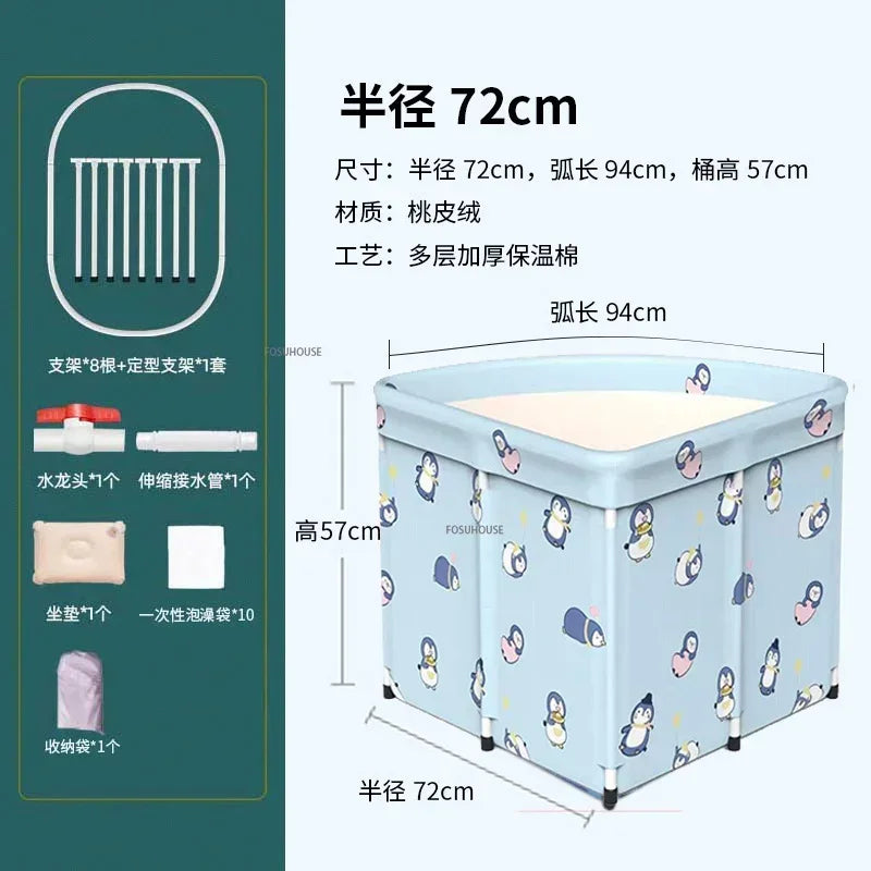 Household Triangular Bathtub Foldable Bath Bucket Swimming Pool Dual-use Portable Steam Sauna Fan-shaped Bath Barrel