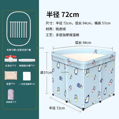 Household Triangular Bathtub Foldable Bath Bucket Swimming Pool Dual-use Portable Steam Sauna Fan-shaped Bath Barrel