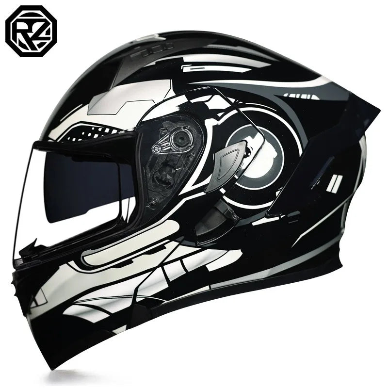 Full Face Motorcycle Helmet for Men and Women - Dual Lens Anti-Fog All Season Riding