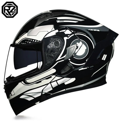 Full Face Motorcycle Helmet for Men and Women - Dual Lens Anti-Fog All Season Riding