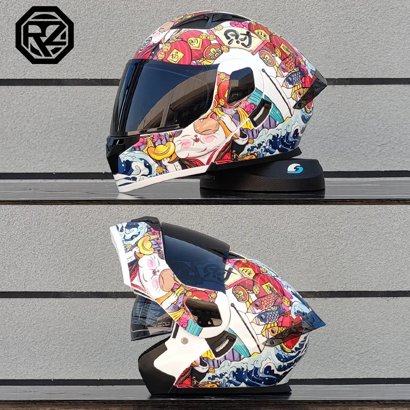 2025 professional motorcycle sports flip helmet ABS material modular dual lens full face helmet DOT certification
