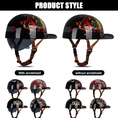 Vintage men's baseball caps motorcycle retro helmets ladybug helmets electric car baseball caps half helmets