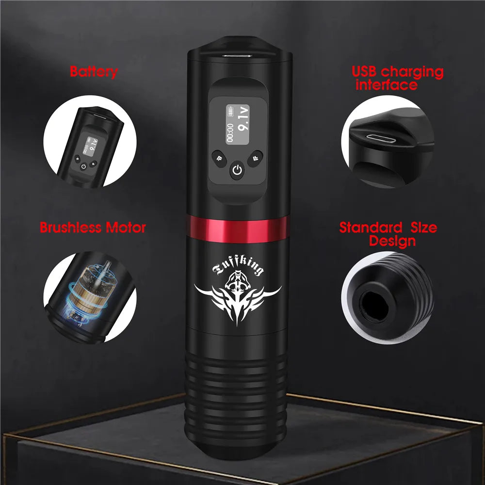 Portable Tattoo Machine Kit With 1600mAh Lithium Battery Power Digital LED Display Power Wireless Tattoo Machine Pen Set