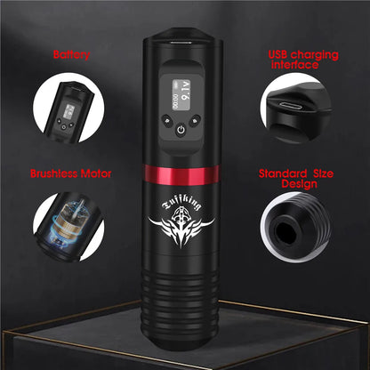 Portable Tattoo Machine Kit With 1600mAh Lithium Battery Power Digital LED Display Power Wireless Tattoo Machine Pen Set