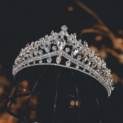 KMVEXO Baroque Luxury Crystal Bridal Tiaras Cubic Zircon Crown Rhinestone Pageant Diadem Headpieces Wedding Hair Accessories