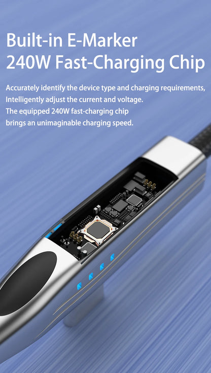 240W 100W Bullet Train Shape Fast Charging Cable 90° Elbow Type C Charger USBA/Type C To Type C Cable for Samsung S25 iPhone 16