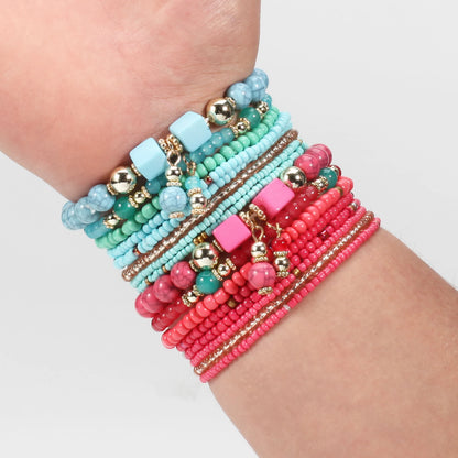 Bohemian Stackable Bead Bracelets for Women Stretch Multilayered Bracelet Set Multicolor Jewelry