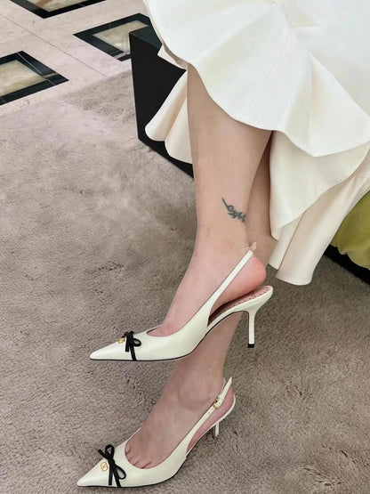 Heels Sandals Gladiator Summer Luxury Brand 2026 Bow Women High Heels Pointed Toe Designer Elegant Slingbacks Party Ladies Shoes