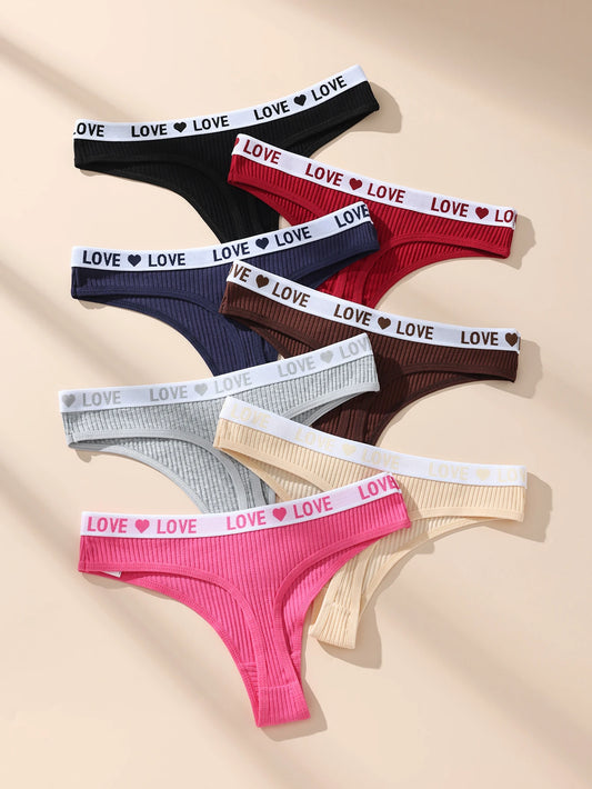 7Pcs Women's Cotton Thongs Sexy Panties Low Waist Underwear Girls Briefs G-String Breathable Ladies Panty Soft Female Lingerie
