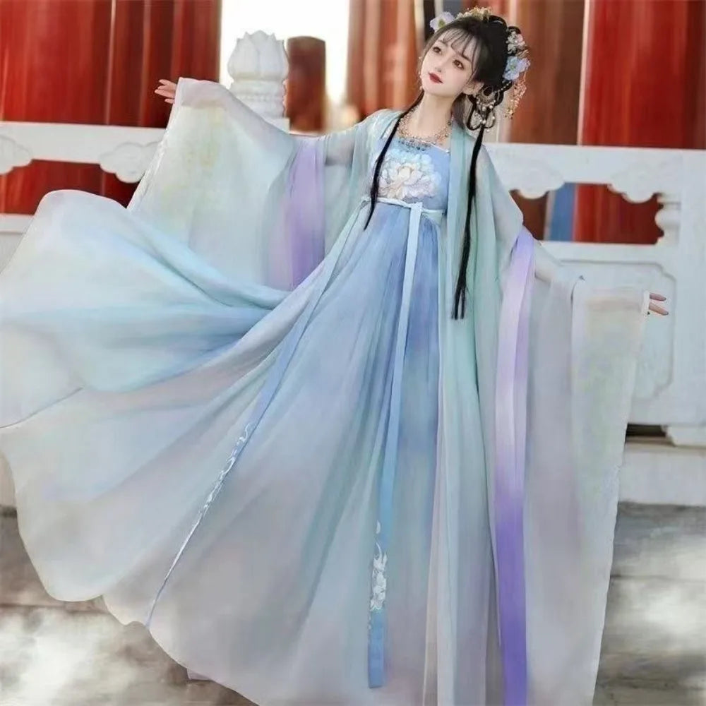 Vintage Party Fairy Dress Print Ethnic Style Stage Hanfu Dress Cosplay Costumes Traditional Chinese Clothing for Women Clothes