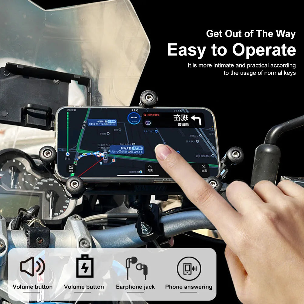 Universal Motorcycle Phone Holder Shock Absorbing Phone Mount Stand 360° Adjustable For iPhone 15 13 14 Pro Max More 4.7-7.1inch