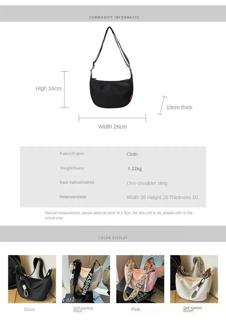 2025 New Fashion Crossbody Bag Simple Wide Shoulder Strap Design Single Shoulder Bag Original Style Commuting Dumpling Women Bag