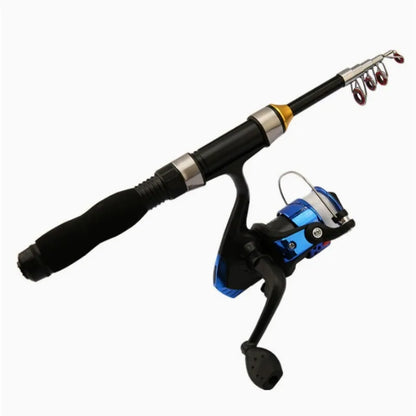 Mini Telescopic Sea Fishing Rod, Portable Spinning Rod 1.0-2.3m Ultra-Short Travel Rock Fishing Rod with Metal Spinning Reel