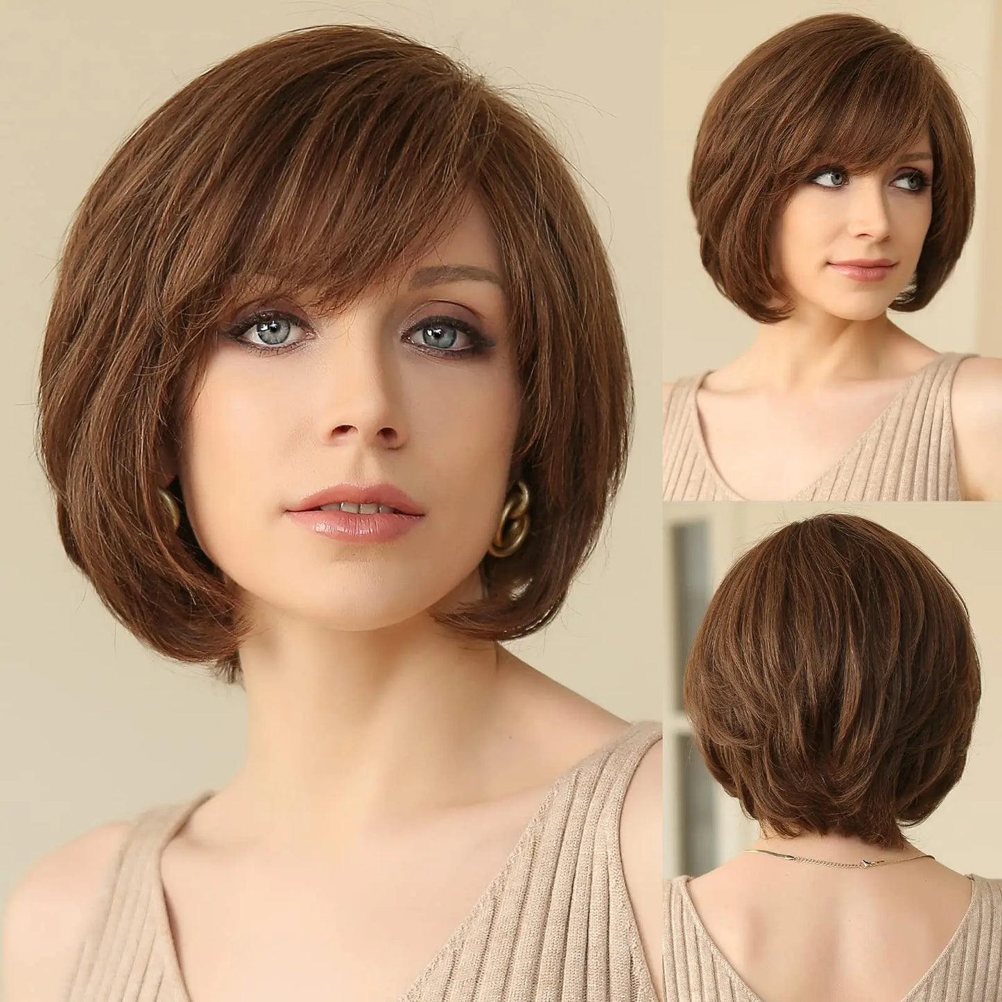 Hand-Tied Lace Front Wig Ombre Blonde Remy 100% Human Hair Wigs Natural Layered Bob HD Transparent Lace Frontal Hairs for Women