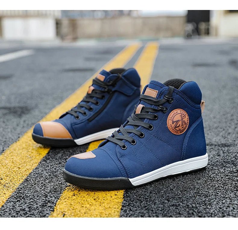 Motorcycle Shoes Men Riding Boots Casual Flat Shoes Anti-collision Toe Heel Protection Outdoor Cycling Motobike Sports Sneakers