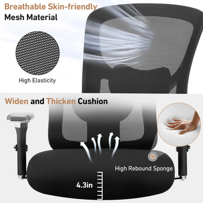 JHK 500lbs Heavy Duty Mesh Backrest Lumbar Support Office Chair Ergonomic Adjustable Height 4D Armrest Gaming Chairs for Home