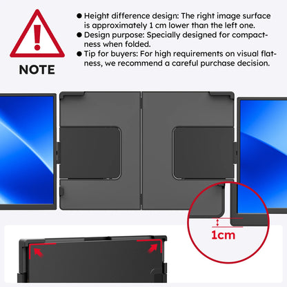 15.6 inch Triple Screen Extender for Laptop Mini PC 1080 FHD IPS External Extension Portable Dual Monitor For MAC Windows Chrome