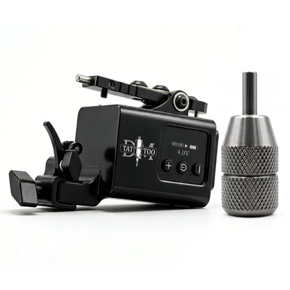 DM Wireless Rotary Tattoo Machine with Display Screen Coreless Motor Tattoo Gun Kit With 30MM Self-locking Stainless Steel Grip