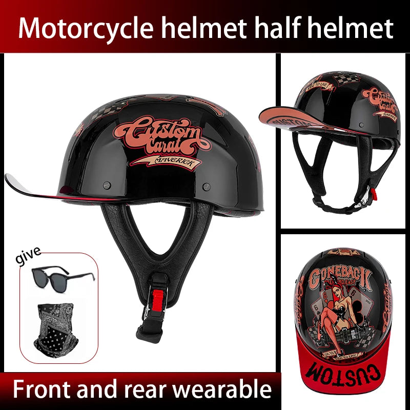 Summer breathable retro cruise motorcycle helmet for men and women electric motorcycle half helmet day American pedal scoop helm