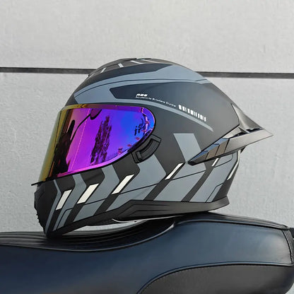 Motorcycle helmet, men's and women's dual lens full face helmet, motorcycle sports car, all season full face helmet
