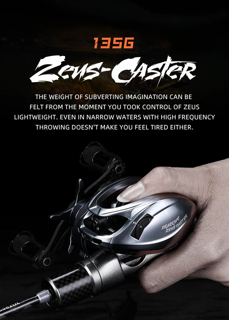 BEARKING Hot Sales Zeus-BFS 135g Lightweight Carbon Fiber 7.1:1 High-speed Ratio 8+1 Bearings Maximum Power 4kg Magnetic Brake