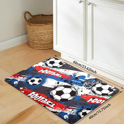 Football-Themed Suitable for Indoor Game Rooms & Soccer Decor - Machine-Washable Soft Floor Mat with Soccer, for ' Bedrooms & Ro