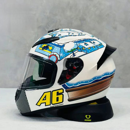 Unisex Design Little Turtle Model Full Face Motorcycle Helmet Reduces Wind Noise and Buffeting for Peaceful Riding All Seasons