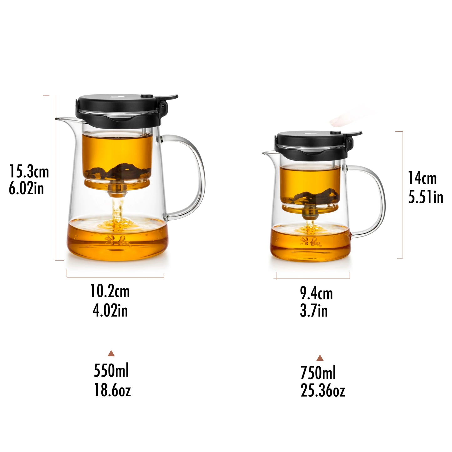 Bonston- elegant cup insulation separation bubble teapot heat-resistant glass teapot simple filter tea cup