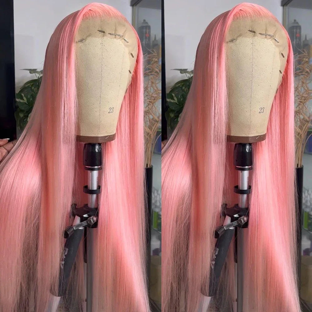 13x6 HD Lace Frontal Wig Pink Lace Front Wigs Human Hair 13x4 Staight Lace Front Wigs For Women Brazilian Colored Human Hair Wig