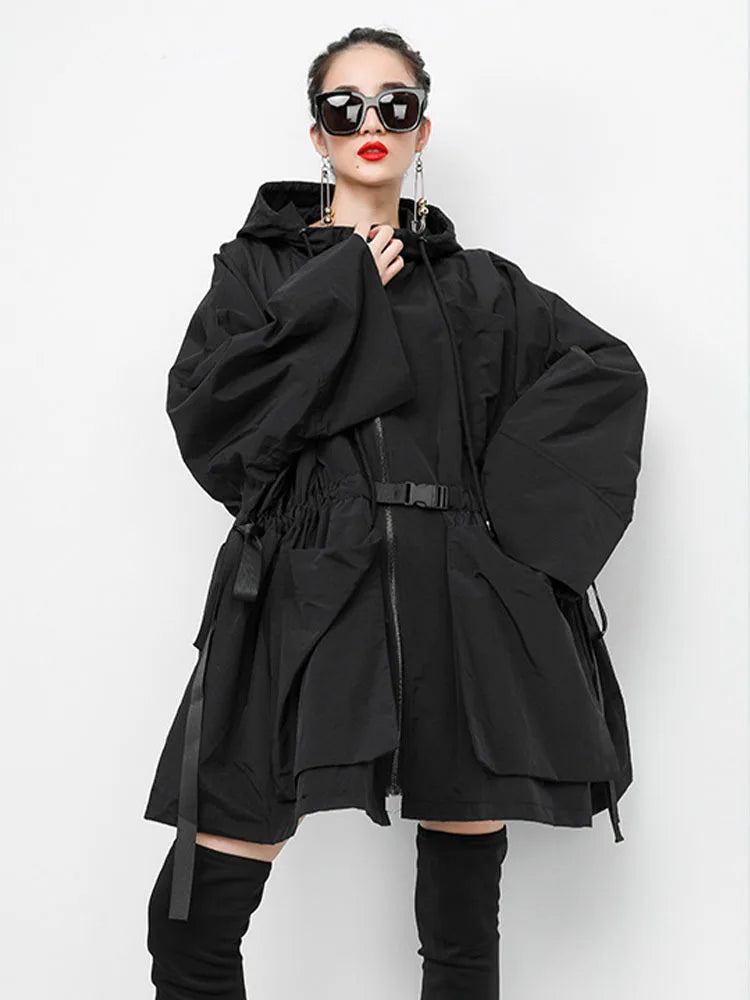 Amax luluE 2025 Fashion Korean Fall Ladies Loose Streetwear Womens Long Hooded Trench Coat Oversized Windbreaker Casual Clothes