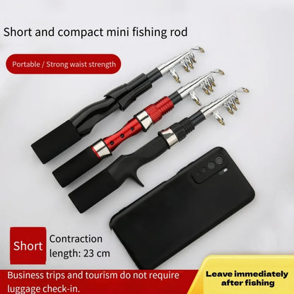 1.15m Portable Mini Telescopic Short Spinning Fishing Pole Pocket Travel Fishing Rod For Saltwater Freshwater Fishing Accessorie
