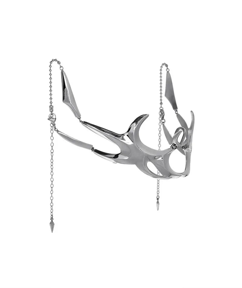 2023 Punk Mask Liquid Irregular Silver Color Hollow Titanium Steel Punk Cool Facial Accessories For Women Men Party Jewelry