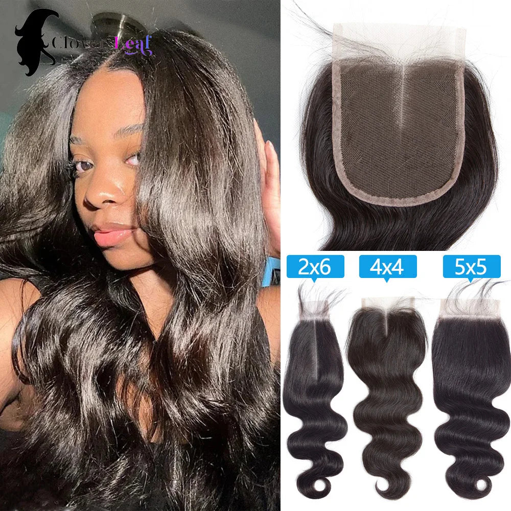 Body Wave Closure Only 4x4/5x5/2x6 HD Lace Closure Human Hair Extensions Baby Hair Brazilian Swiss Transparent Lace For Women