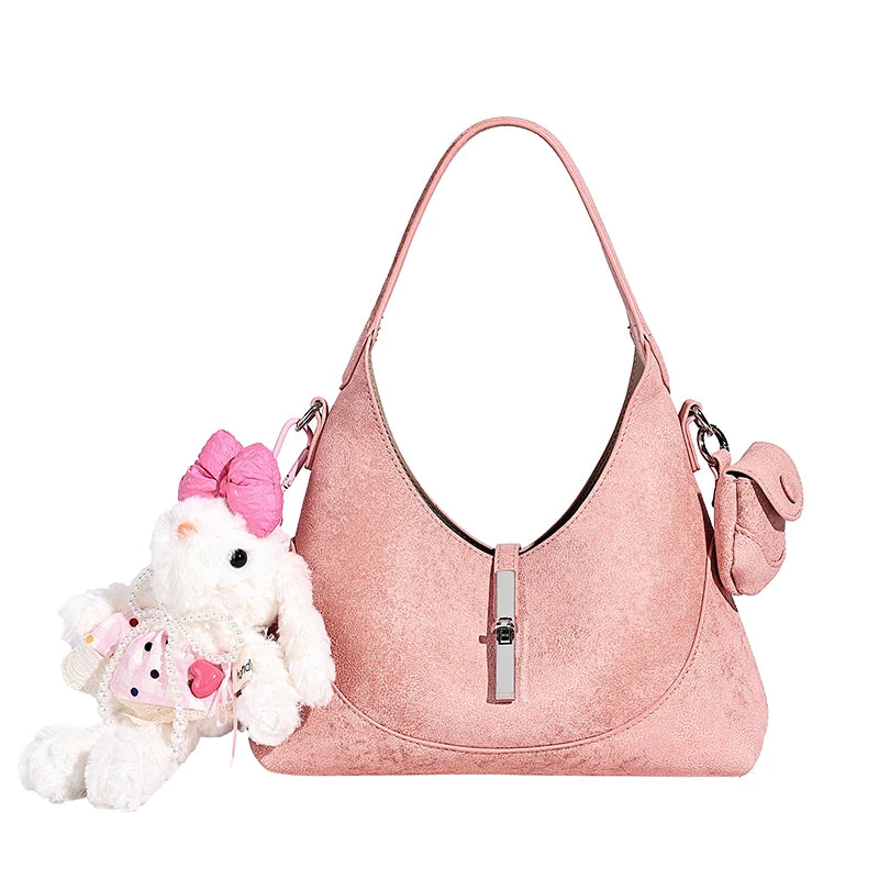 2026 New Pures Color Handbag with Long Shoulder Strap Messenger Bag Women's Designer Handbag Underarm Small Tote Bag