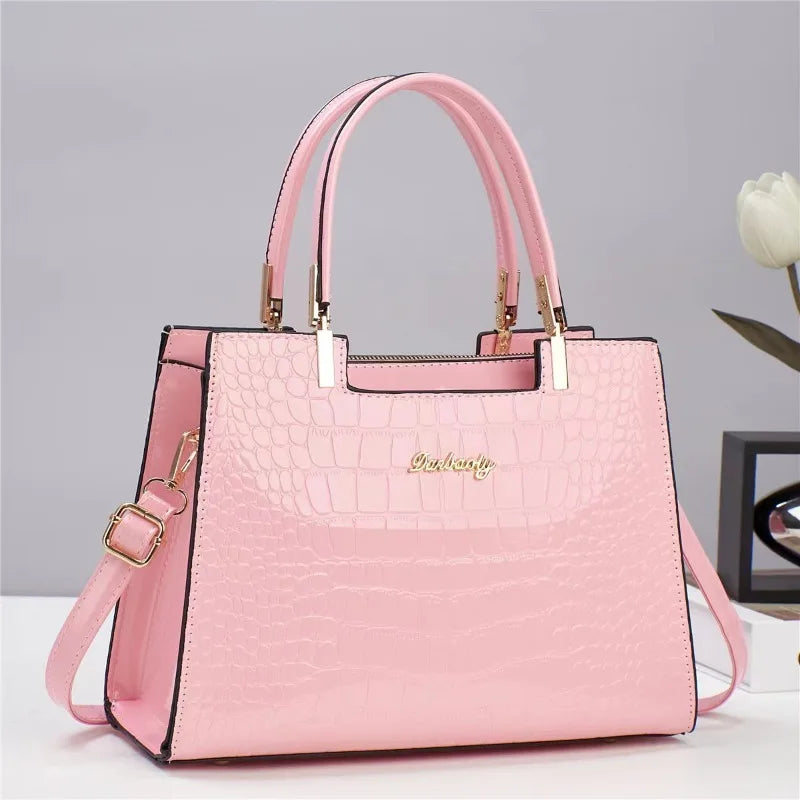 Luxury Bright Leather Ladies HandBags High-end Crocodile  Messenger Bags Boston Ladies Shopping Shoulder Tote Bags Crossbody Bag